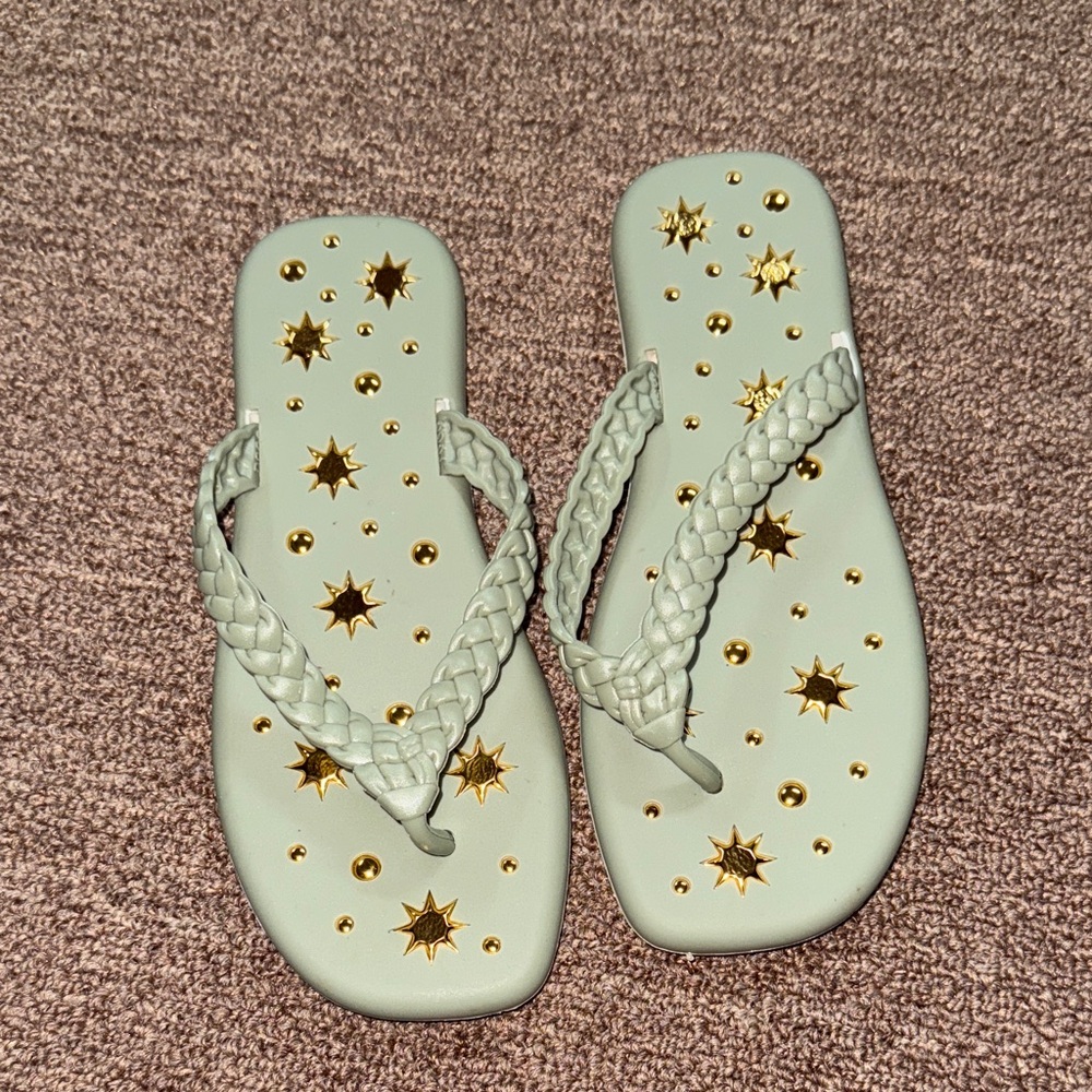 Women’s Brand New Starry Sandals - Green and Gold